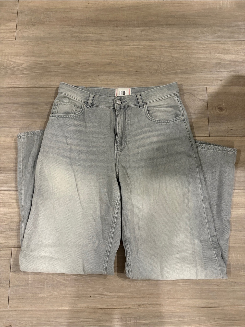 BDG Pale Gray High-Rise Wide Leg Jeans - Picture 2 of 2